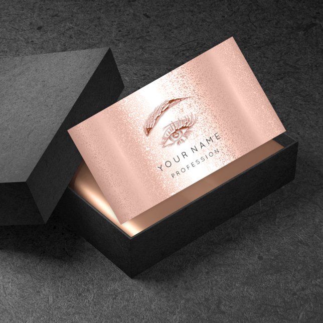 Professional Lashes Brows Makeup Eye Gold Rose Business Card (Creator Uploaded)