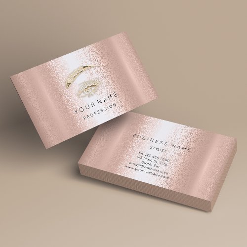 Professional Lashes Brows Makeup Golden Eye Rose Business Card