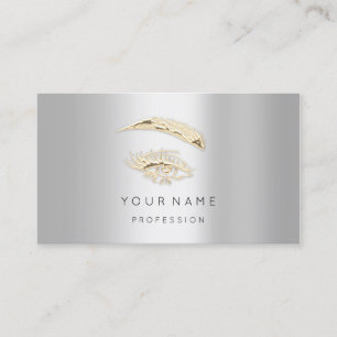 Professional Lashes Brows Makeup Logo Gold Gray Business Card