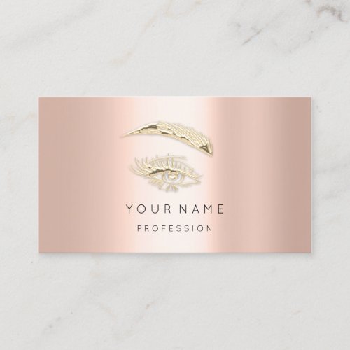 Professional Lashes Brows Makeup Logo Gold Rose Business Card