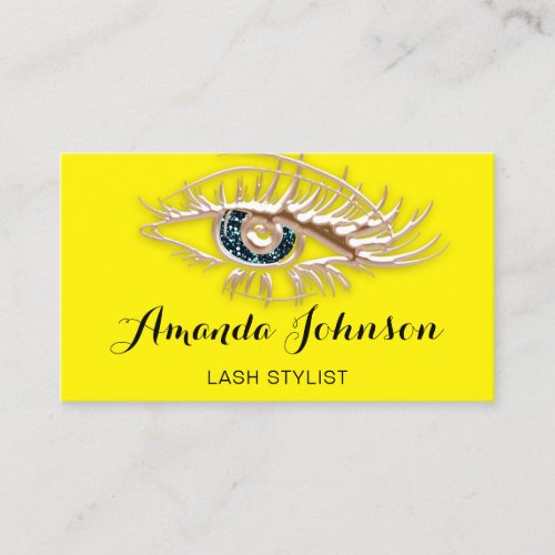 Professional Lashes Brows Makeup Logo Rose Yellow Business Card