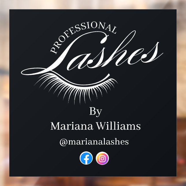 professional lashes, social media black modern window cling (Sheet 2)