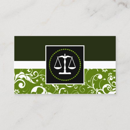Professional Law : Damask Justice Scales Business Card