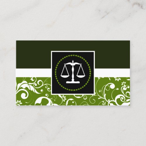 professional law  damask justice scales business card