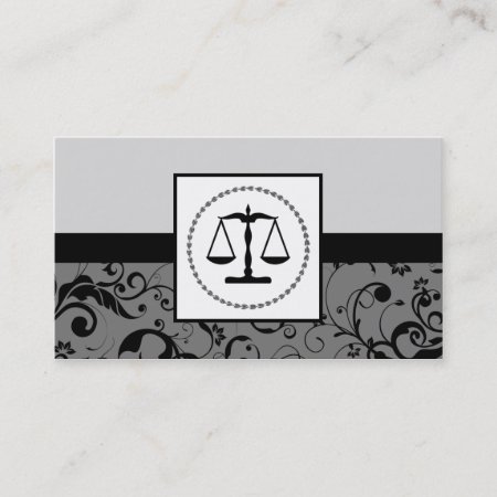 Professional Law : Damask Justice Scales Business Card