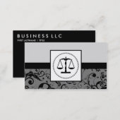 professional law : damask justice scales business card (Front/Back)