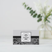 professional law : damask justice scales business card (Standing Front)