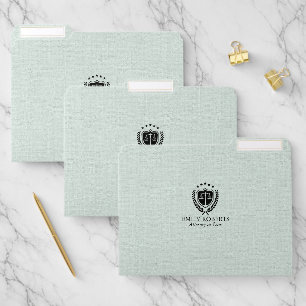 Professional Law Office Pale Blue-Green Linen File Folder