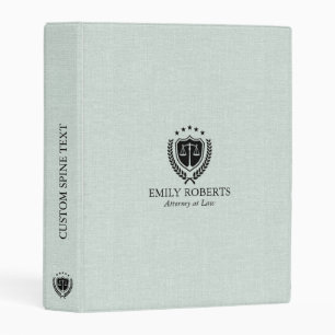 Professional Law Office Pale Blue-Green Linen Mini Binder