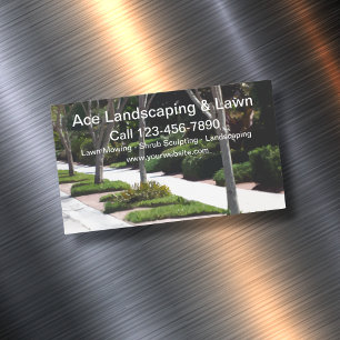 Professional Lawn And Landscaping Business Card Magnet