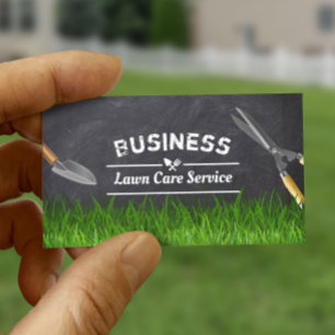 Professional Lawn Care & Landscaping Chalkboard Business Card