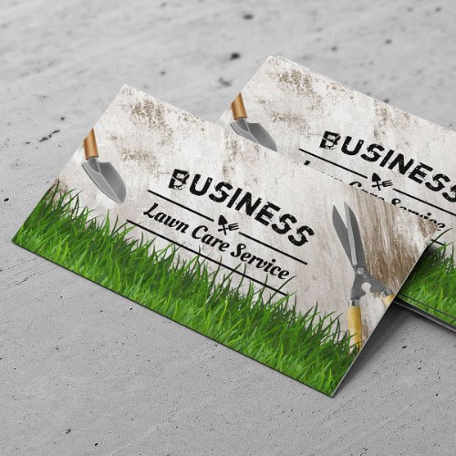Professional Lawn Care  Landscaping Grunge Wood Business Card