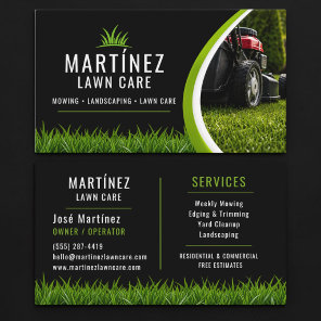 Professional Lawn Care Landscaping Mowing Business Card