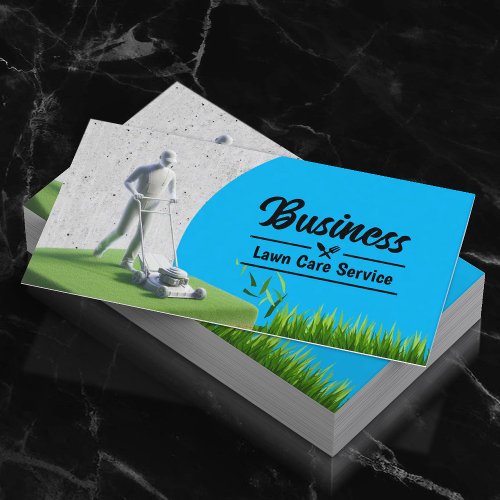 Professional Lawn Care  Landscaping Service Blue Business Card