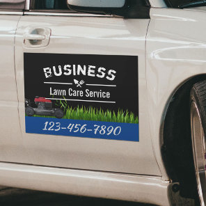 Professional Lawn Care & Landscaping Service Blue Car Magnet