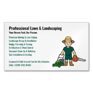 Professional Lawn Care Landscaping Service Business Card Magnet