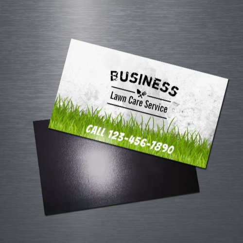 Professional Lawn Care  Landscaping Service Business Card Magnet