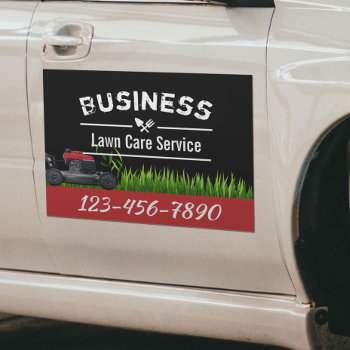 Professional Lawn Care & Landscaping Service Red Car Magnet by cardfactory at Zazzle