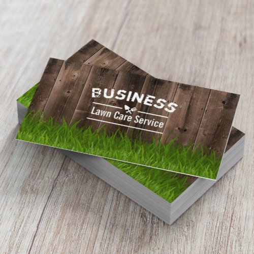 Professional Lawn Care  Landscaping Service Wood Business Card