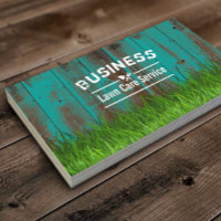 Professional Lawn Care & Landscaping Teal Wood Business Card