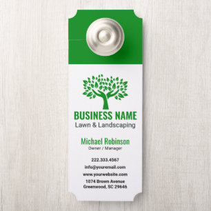 Professional Lawn Care Landscaping Tree Logo Door Hanger