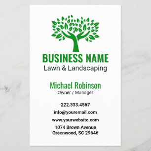 Professional Lawn Care Landscaping Tree Logo Flyer