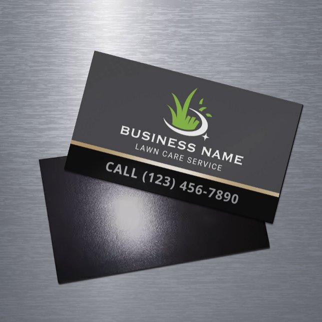 Professional Lawn Care Logo Landscaping Service Business Card Magnet (Creator Uploaded)