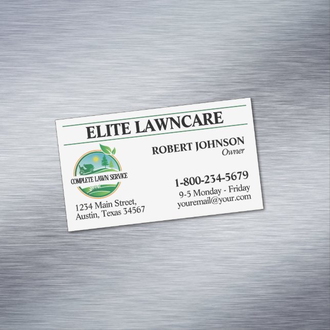 Professional Lawn Care Service Business Card Magnet (In Situ)