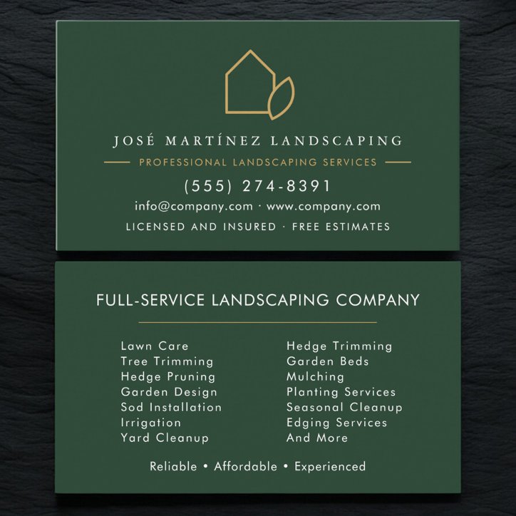 Professional Lawn Care Service Landscaping Business Card