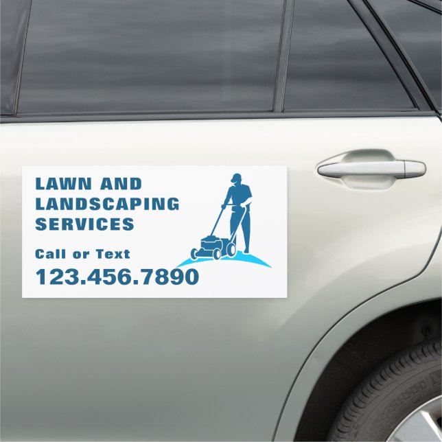 Professional Lawn Landscaping Business Advertising Car Magnet (In Situ)