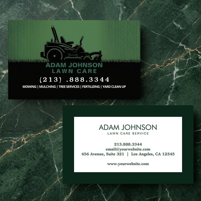 Professional Lawn Mowing Service Green Business Ca Card (Creator Uploaded)