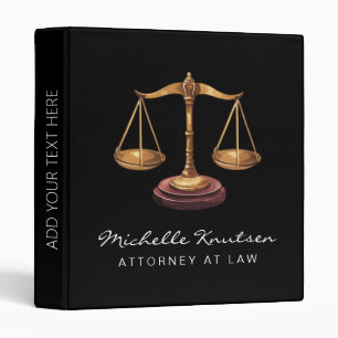 Professional Lawyer Attorney luxury Black Gold  3 Ring Binder