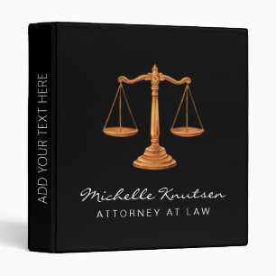 Professional Lawyer Attorney luxury Black Gold  3 Ring Binder