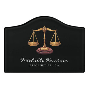 Professional Lawyer Attorney luxury Black Gold Door Sign