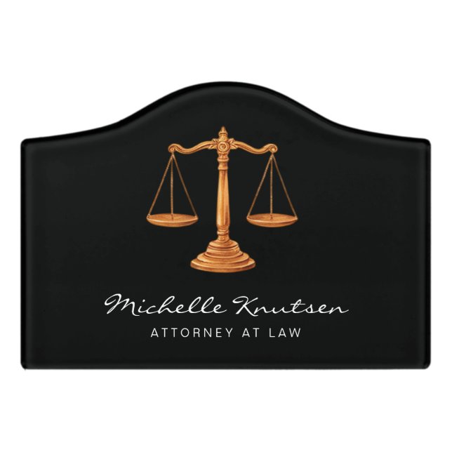 Professional Lawyer Attorney luxury Black Gold Door Sign (Small Crest Front)