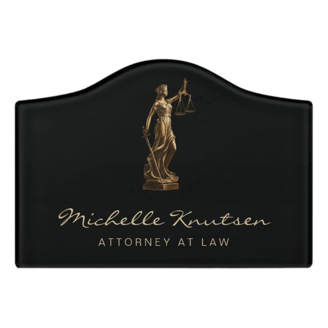 Professional Lawyer Attorney luxury Black Gold Door Sign (Small Crest Front)
