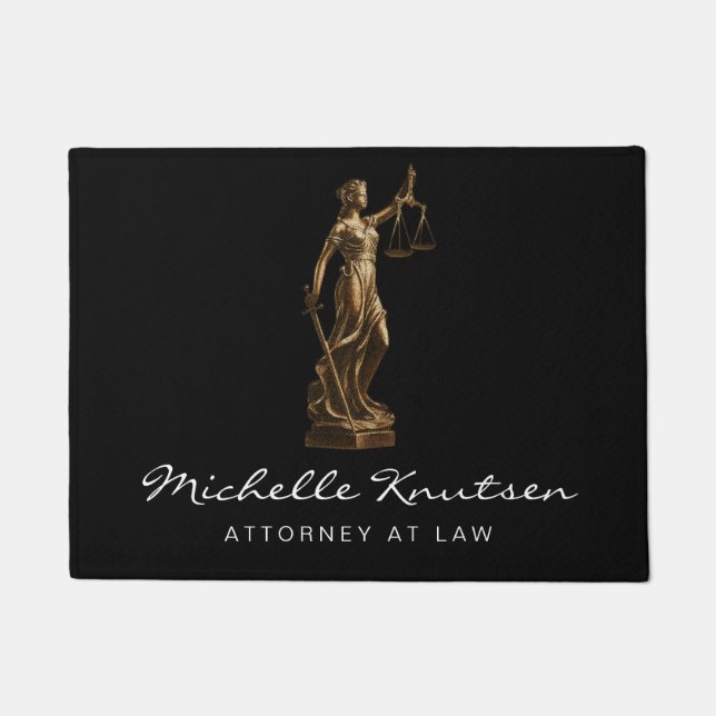 Professional Lawyer Attorney luxury Black Gold Doormat (Front)