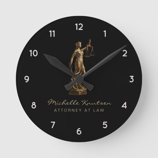 Professional Lawyer Attorney luxury Black Gold     Round Clock (Front)