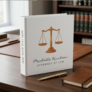 Professional Lawyer Attorney luxury Gold White 3 Ring Binder