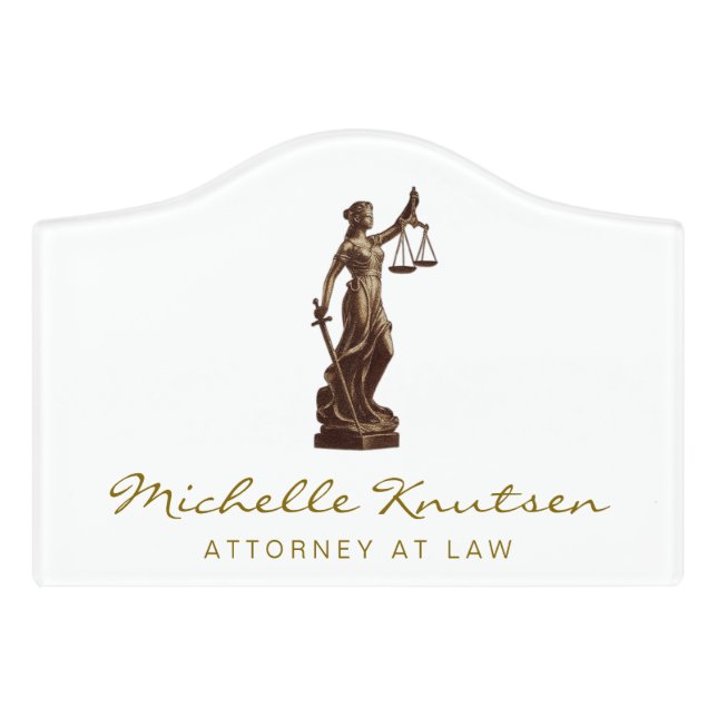 Professional Lawyer Attorney luxury Gold White Door Sign (Small Crest Front)