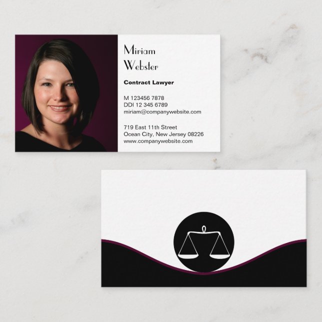 Professional Lawyer Black & White Business Cards (Front/Back)
