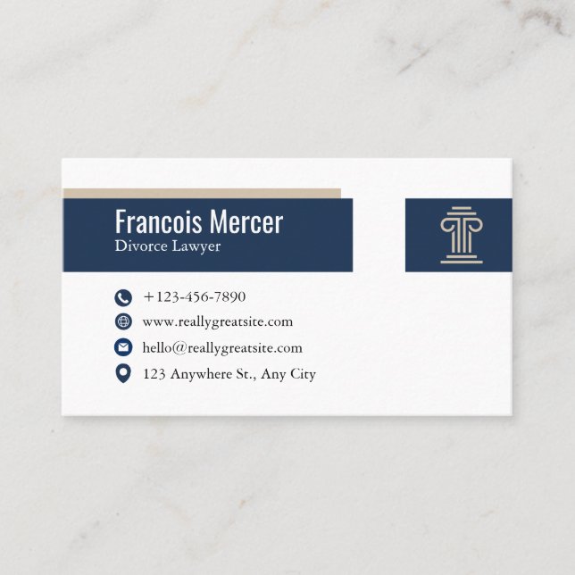 Professional Lawyer | Blue Modern Attorney Design Business Card (Front)