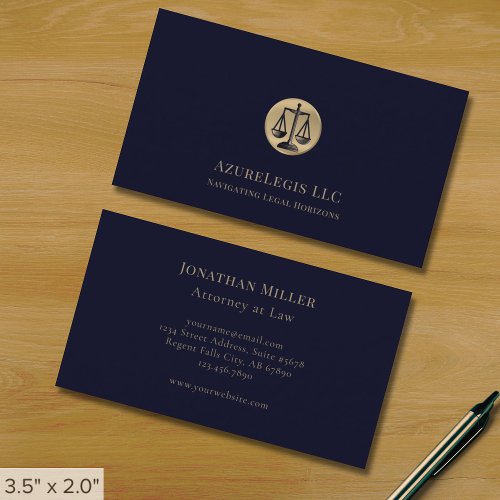 Professional Lawyer Business Card with Gold Emblem