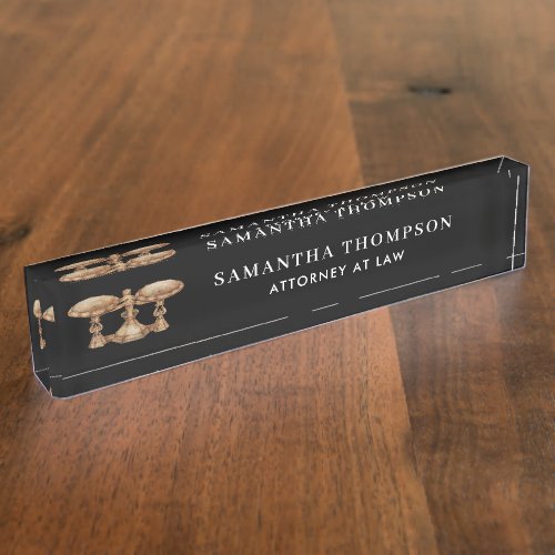 Professional Lawyer Law Attorney Vintage Scale  Desk Name Plate