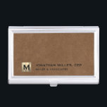 Professional Leather Luxury Business Card Case<br><div class="desc">Keep your business cards organized and protected in style with this modern business card case featuring a gold initial logo on a brown leather print background. Made with high-quality materials, this case is durable and sophisticated, making it the perfect accessory for any business professional. The case is also lightweight and...</div>