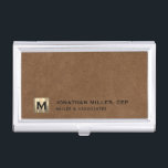 Professional Leather Luxury Business Card Case<br><div class="desc">Keep your business cards organized and protected in style with this modern business card case featuring a gold initial logo on a brown leather print background. Made with high-quality materials, this case is durable and sophisticated, making it the perfect accessory for any business professional. The case is also lightweight and...</div>