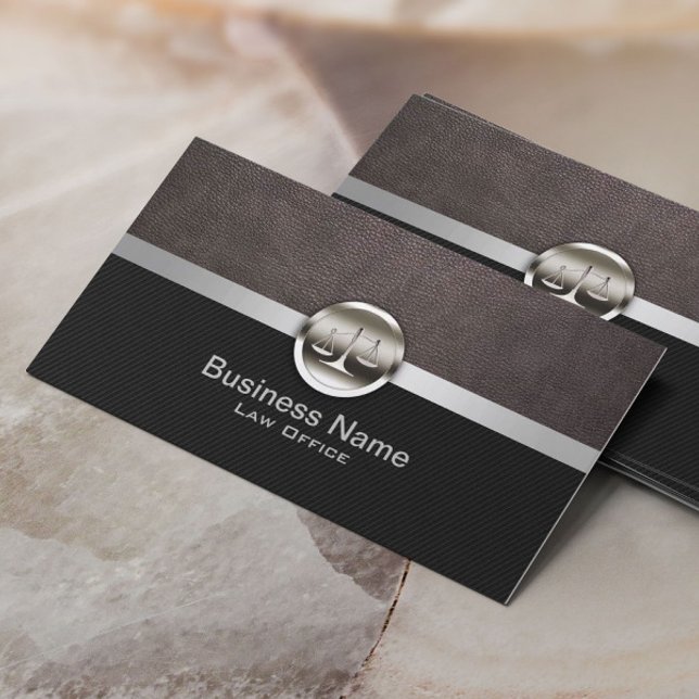 Professional Leather & Metal Attorney Lawyer Business Card (Creator Uploaded)