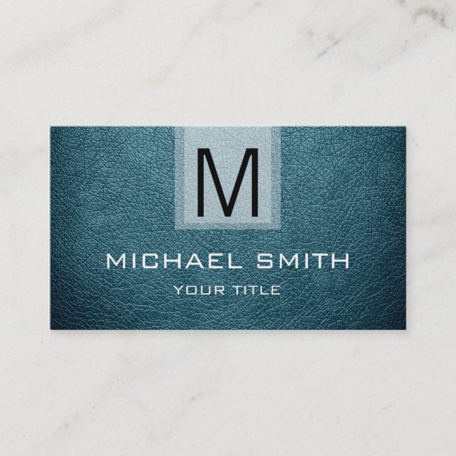 Professional Leather Textured Monogram #15 Business Card (Front)
