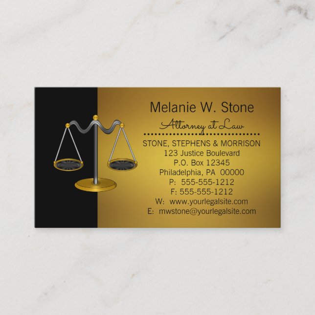Professional Legal Law Lawyer Scales of Justice Business Card (Front)