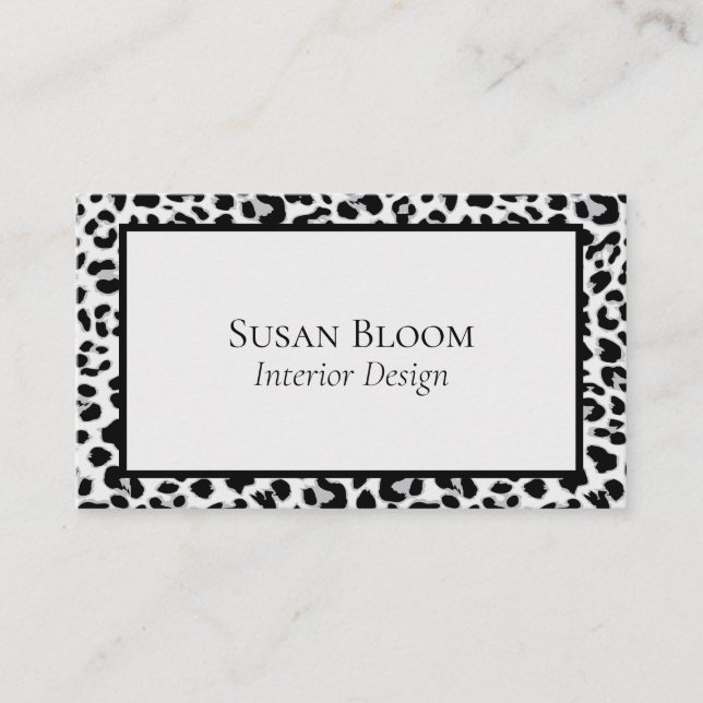 Professional Leopard Print Black and Grey  Business Card (Front)